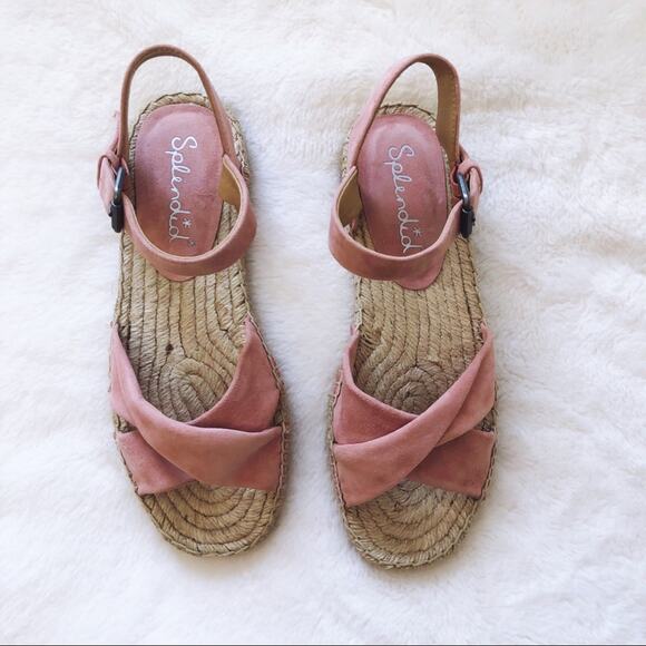 Splendid Pink Blush Suede Espadrille Sandals with Jute Detail - Picture 5 of 12